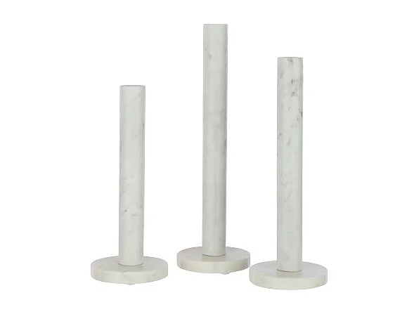 Juego de 3 portavelas de cerámica blanca H30 a 40 cm