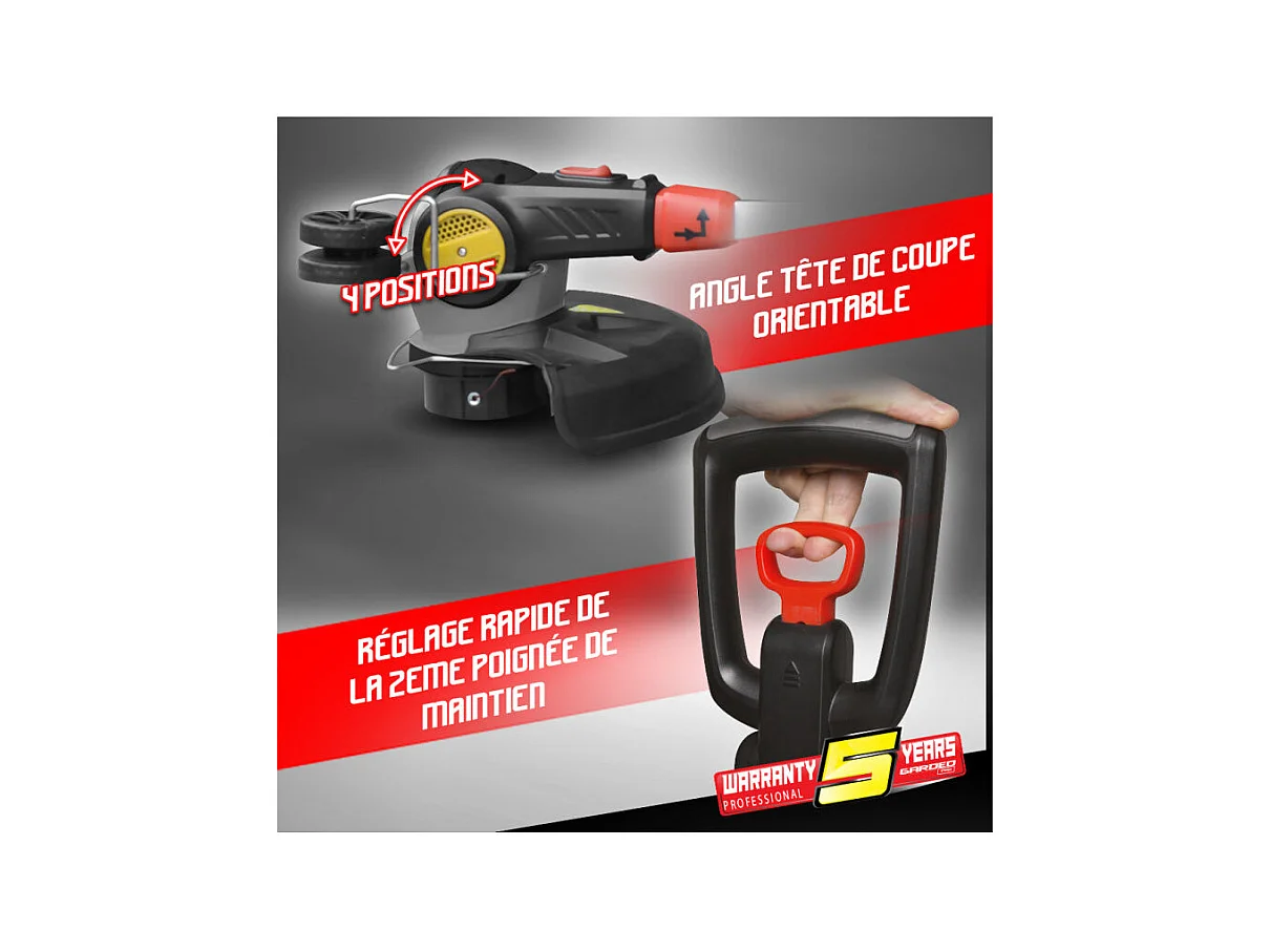 Coupe-bordure électrique télescopique Gardeo Pro 600 W, largeur de coupe 300 mm