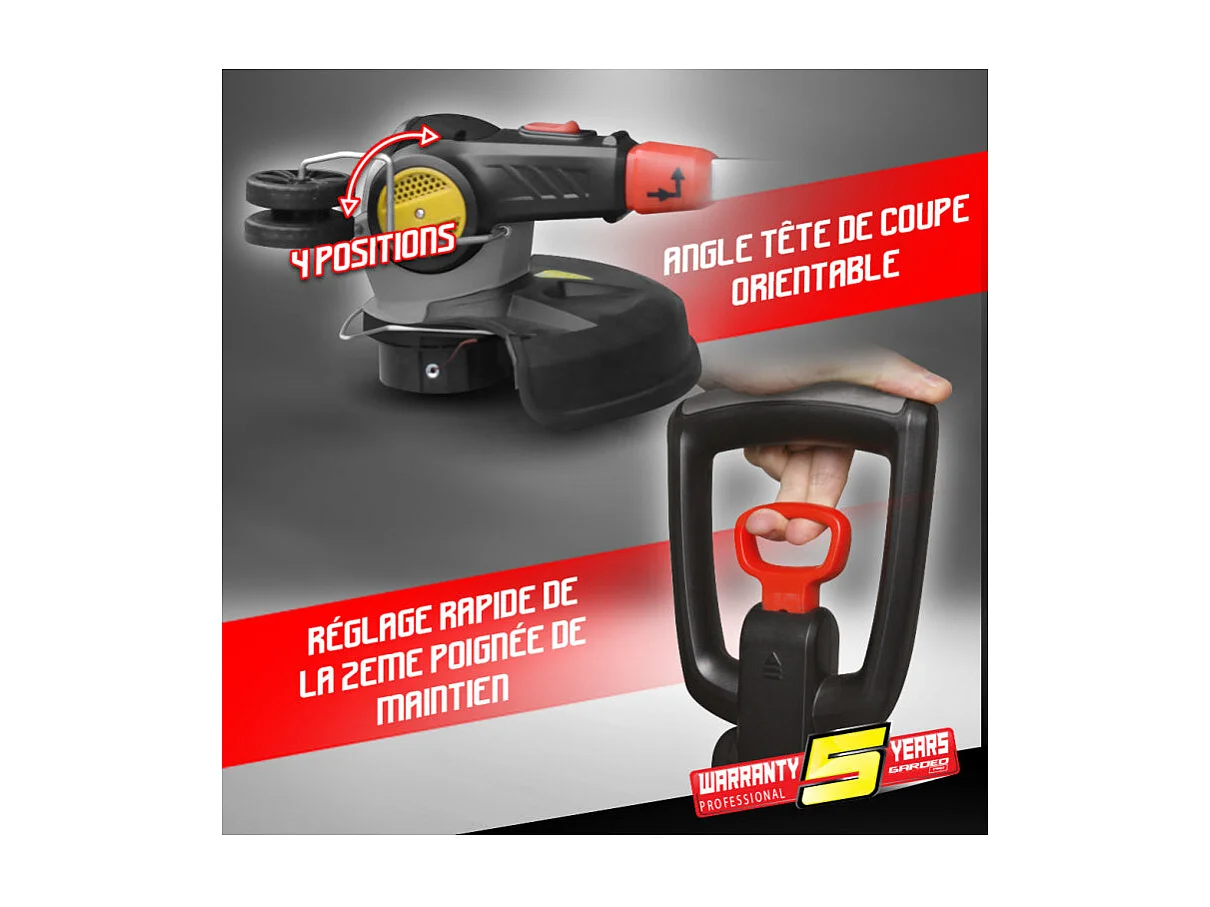 Coupe-bordure électrique télescopique Gardeo Pro 600 W, largeur de coupe 300 mm