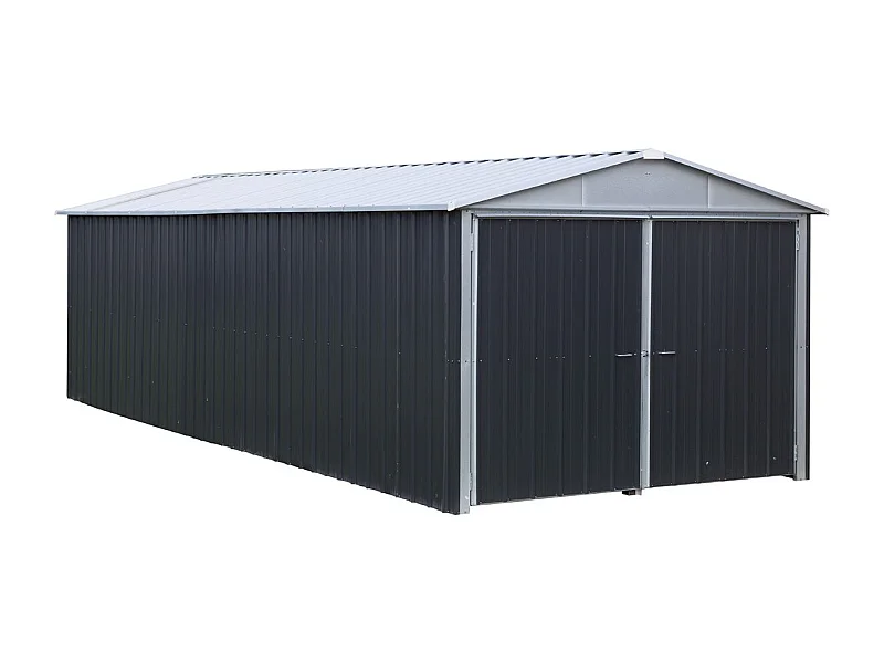 Trigano Garage métal anthracite 22,63m² + kit d'ancrage inclus - 1024a