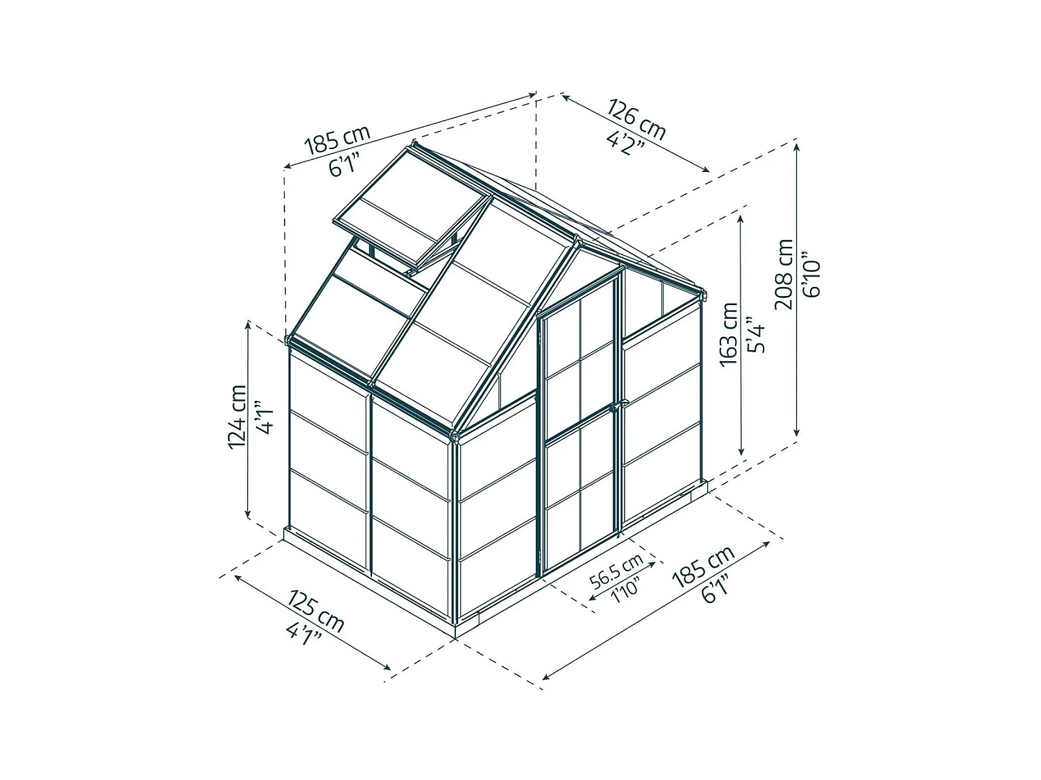Serre de jardin en aluminium argent et polycarbonate Harmony 2.3m²