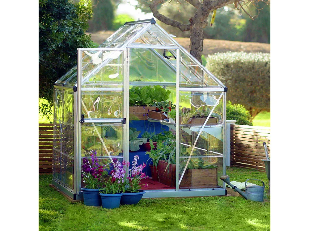 Serre de jardin en aluminium argent et polycarbonate Harmony 2.3m²