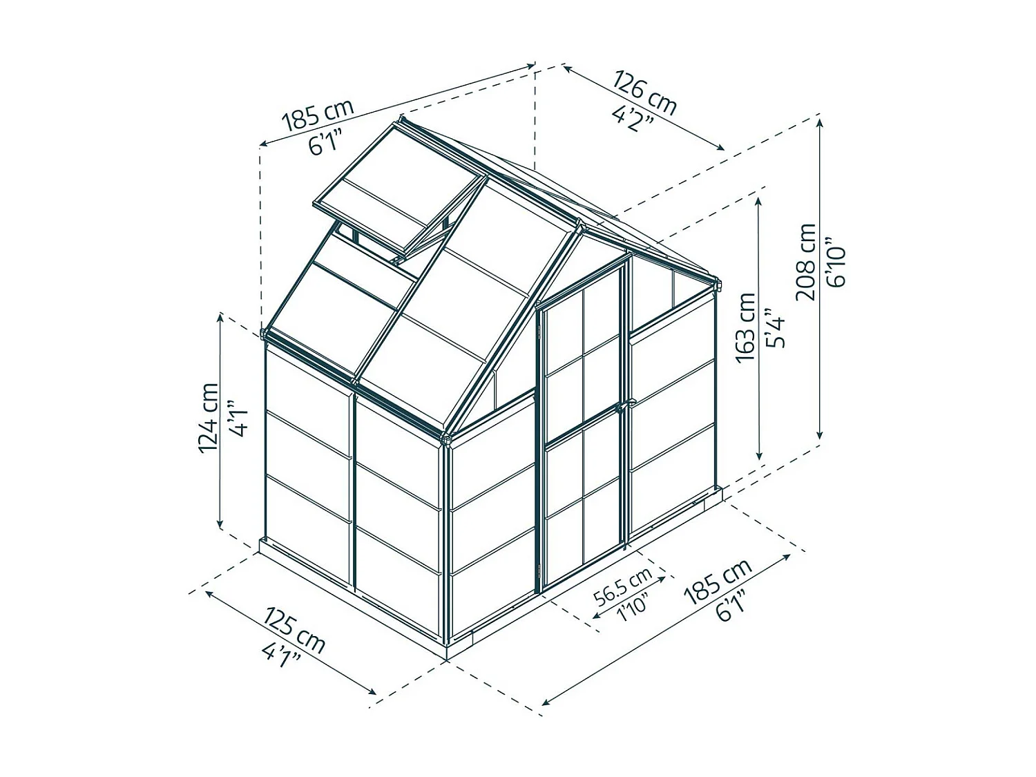 Serre de jardin en aluminium argent et polycarbonate Harmony 2.3m²