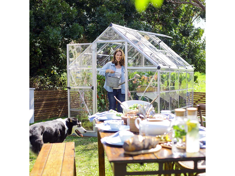 Serre de jardin en aluminium argent et polycarbonate Harmony 4.6m²