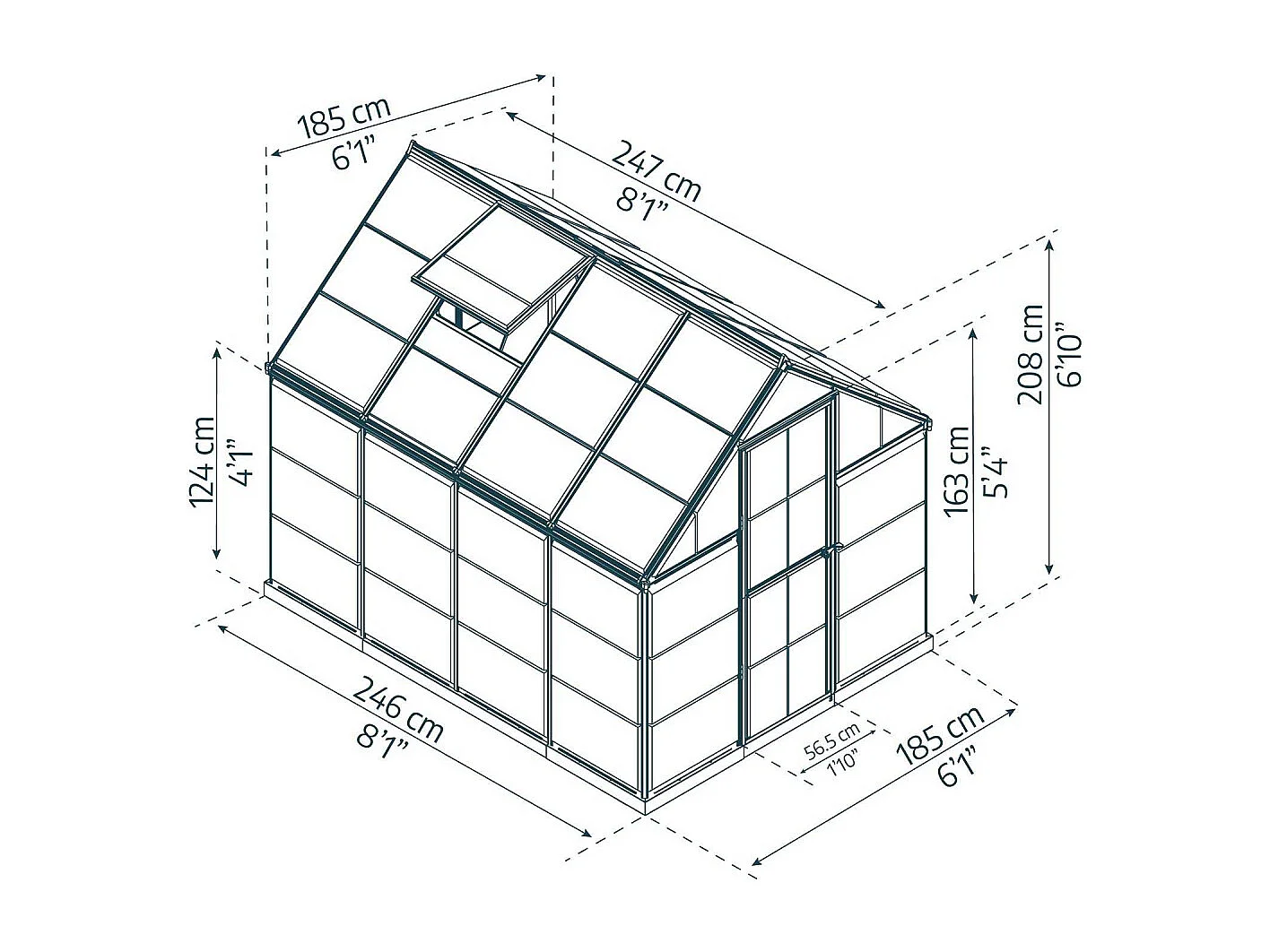 Serre de jardin en aluminium argent et polycarbonate Harmony 4.6m²