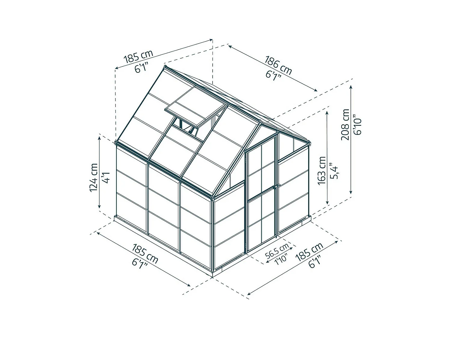 Serre de jardin en aluminium argent et polycarbonate Harmony 3.4m²