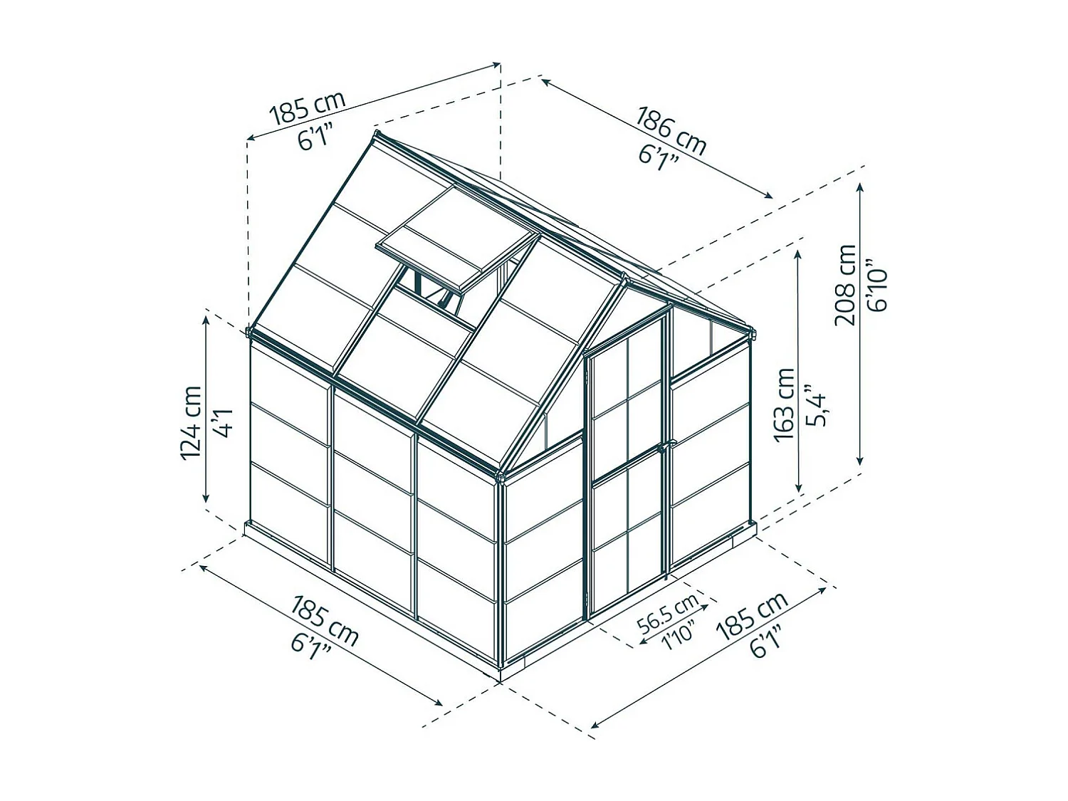 Serre de jardin en aluminium argent et polycarbonate Harmony 3.4m²