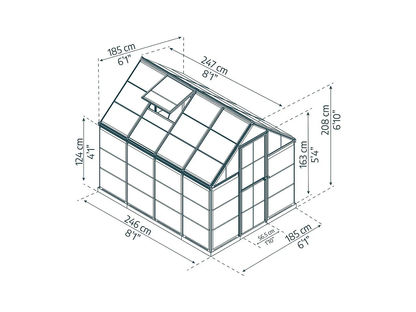 Serre de jardin en aluminium vert et polycarbonate Harmony 4.6m²