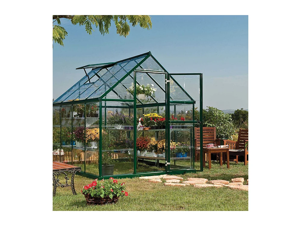 Serre de jardin en aluminium vert et polycarbonate Harmony 4.6m²