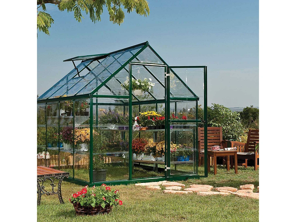 Serre de jardin en aluminium vert et polycarbonate Harmony 4.6m²