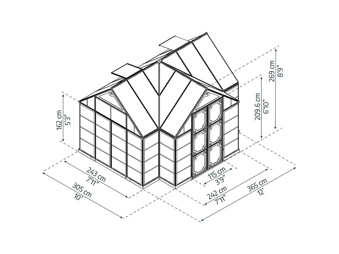 Serre de jardin en aluminium et polycarbonate Victory Orangerie