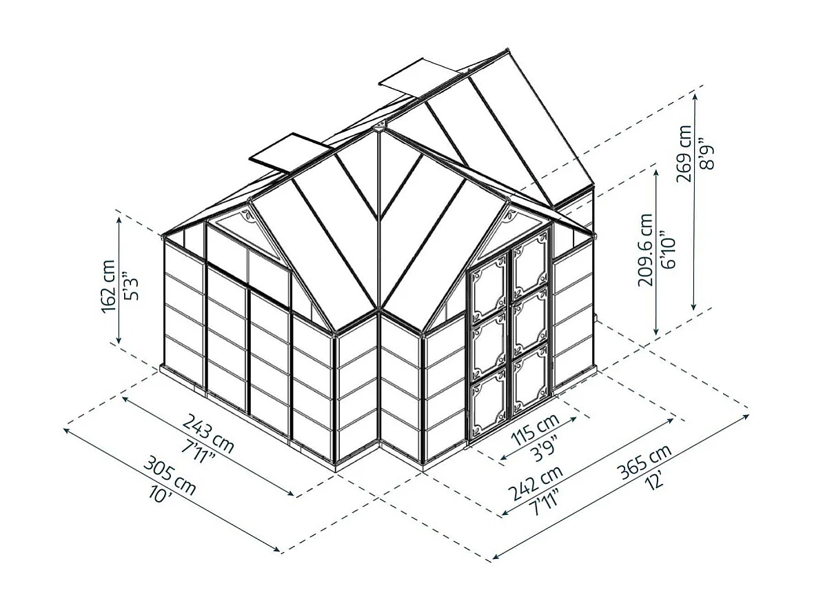 Serre de jardin en aluminium et polycarbonate Victory Orangerie
