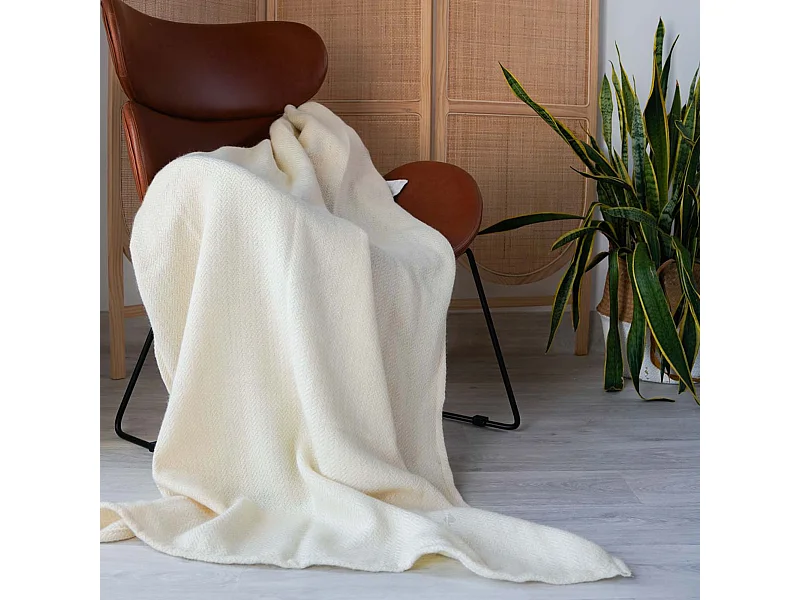 Plaid en laine et soie 120x180 cm HANOI beige naturel