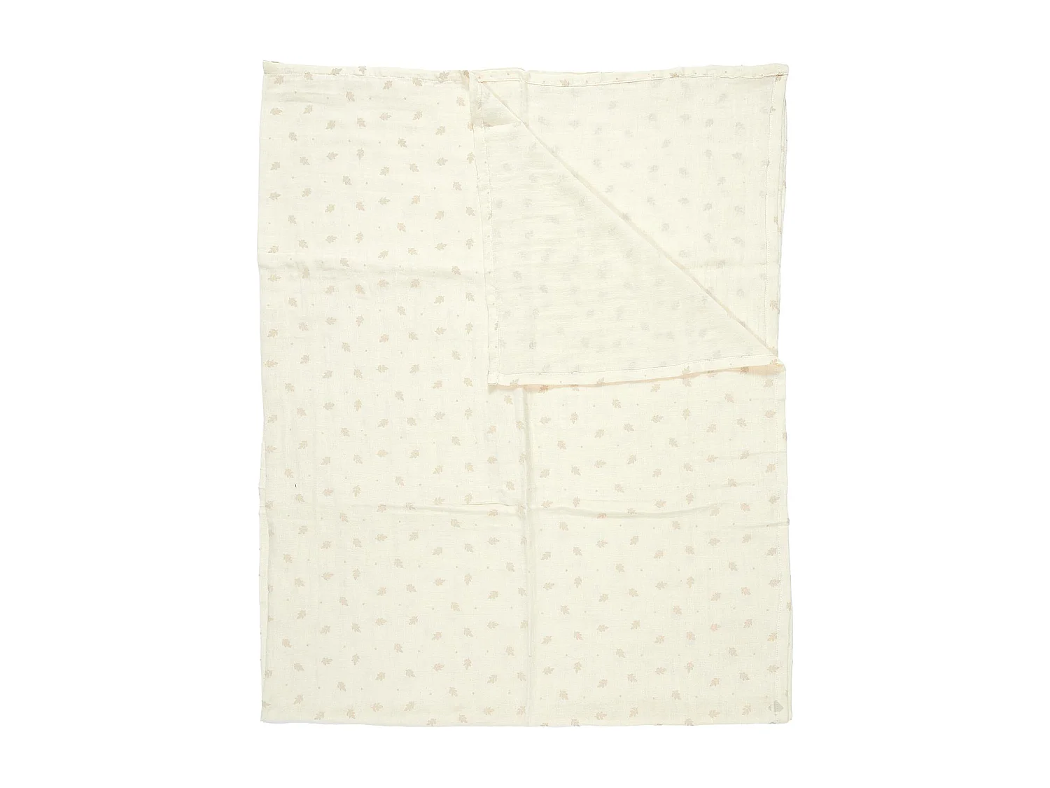 Plaid 120x150 cm LUCIE gaze de coton motif feuilles blanc