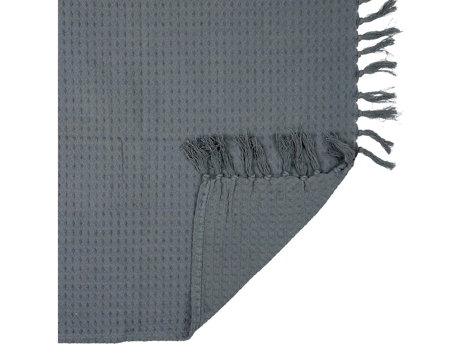 Jeté de canapé à franges gaufré 120x150 cm collection LAURY gris anthracite