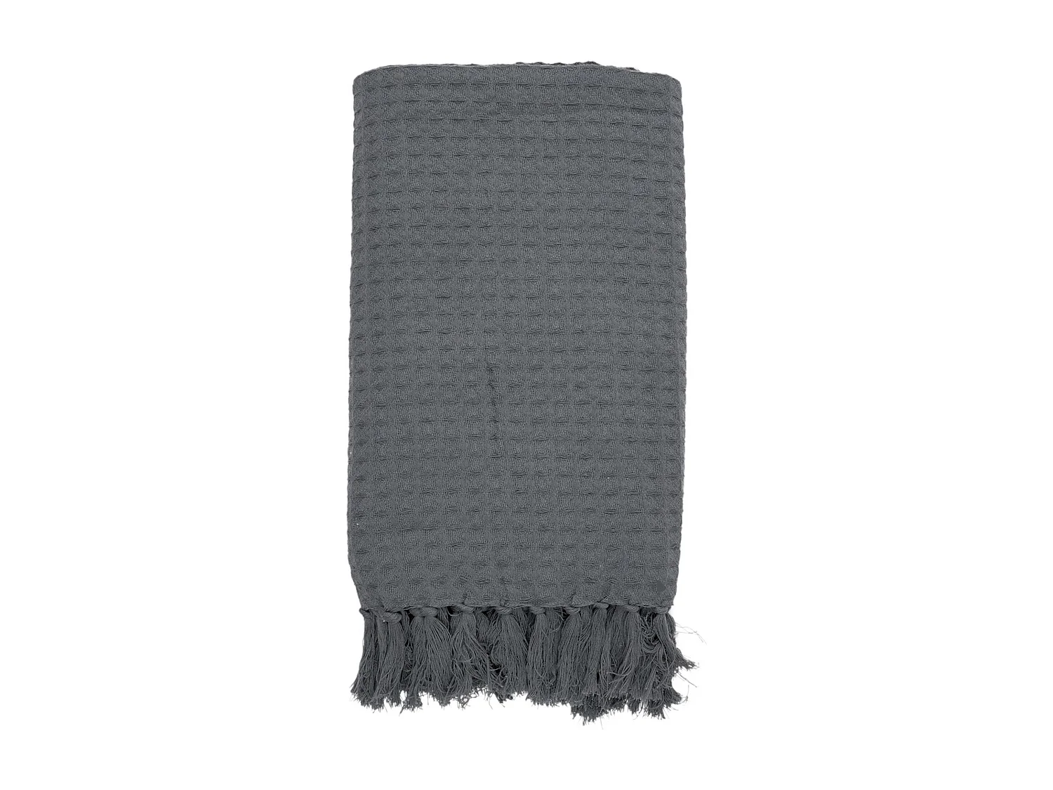 Jeté de canapé à franges gaufré 120x150 cm collection LAURY gris anthracite