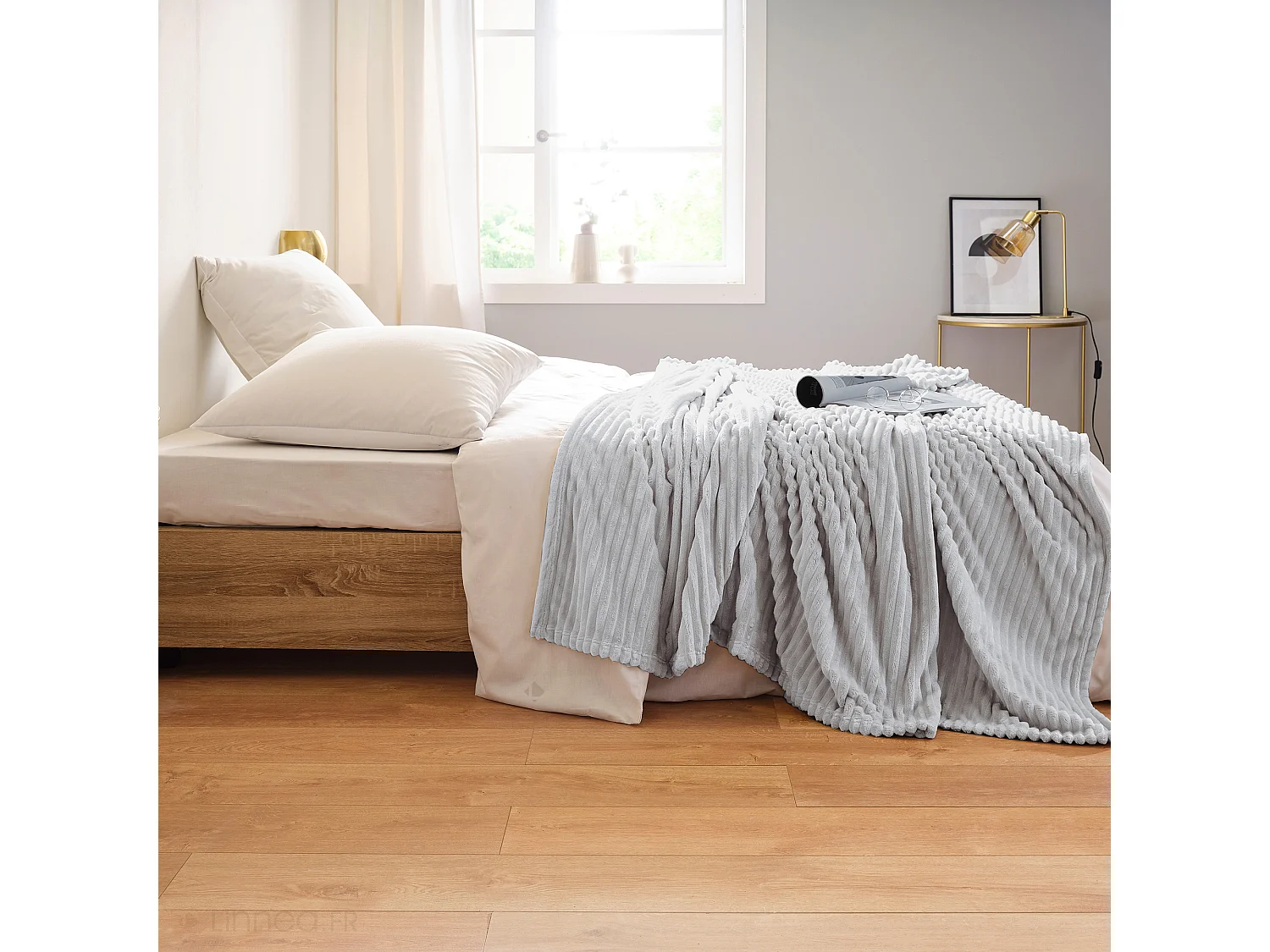 Plaid 100% polyester 150x200 cm microvelours DOLCE gris perle