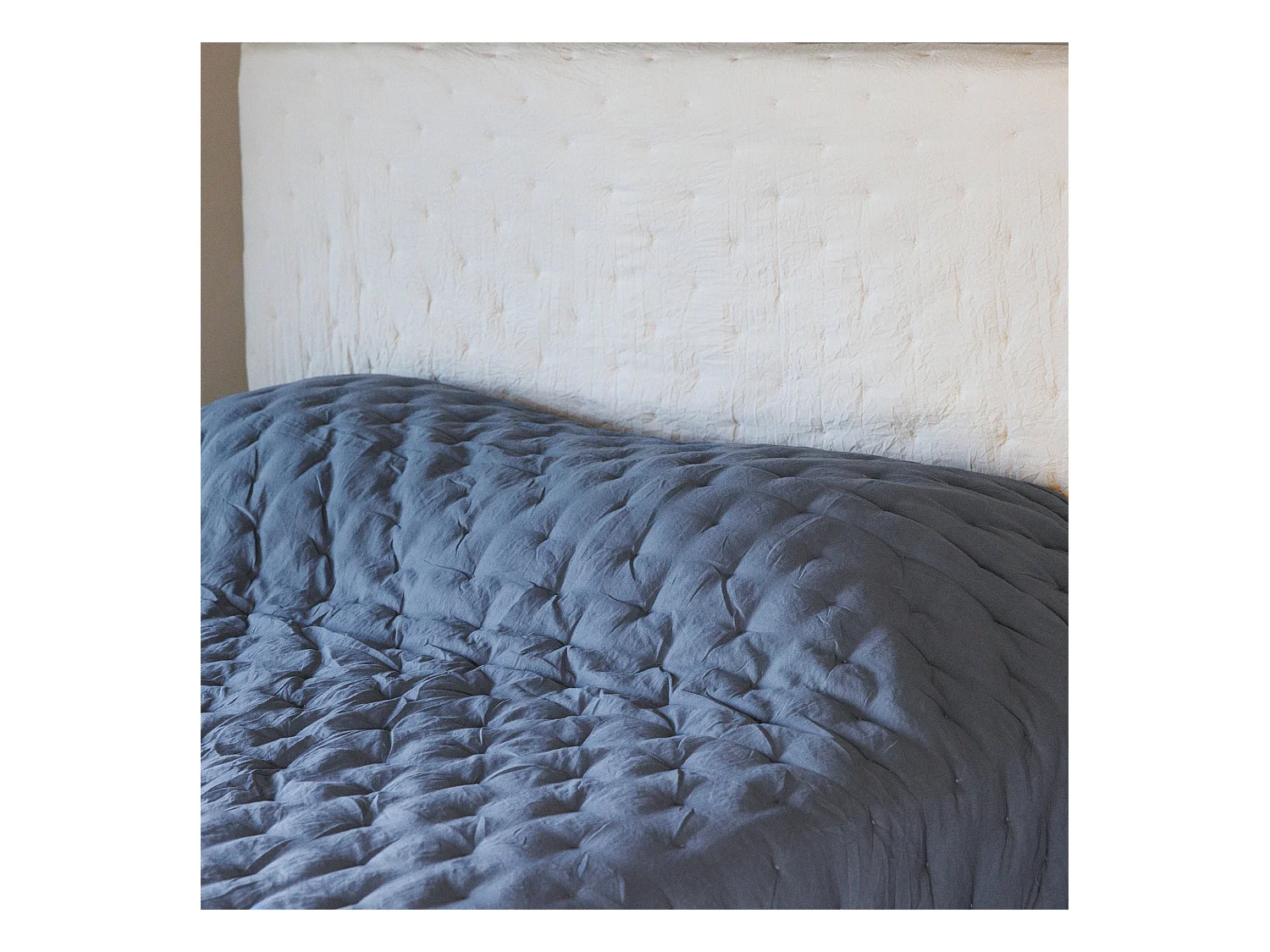 Plaid 150x200 cm CELESTE microfibre points brodés bleu Métal