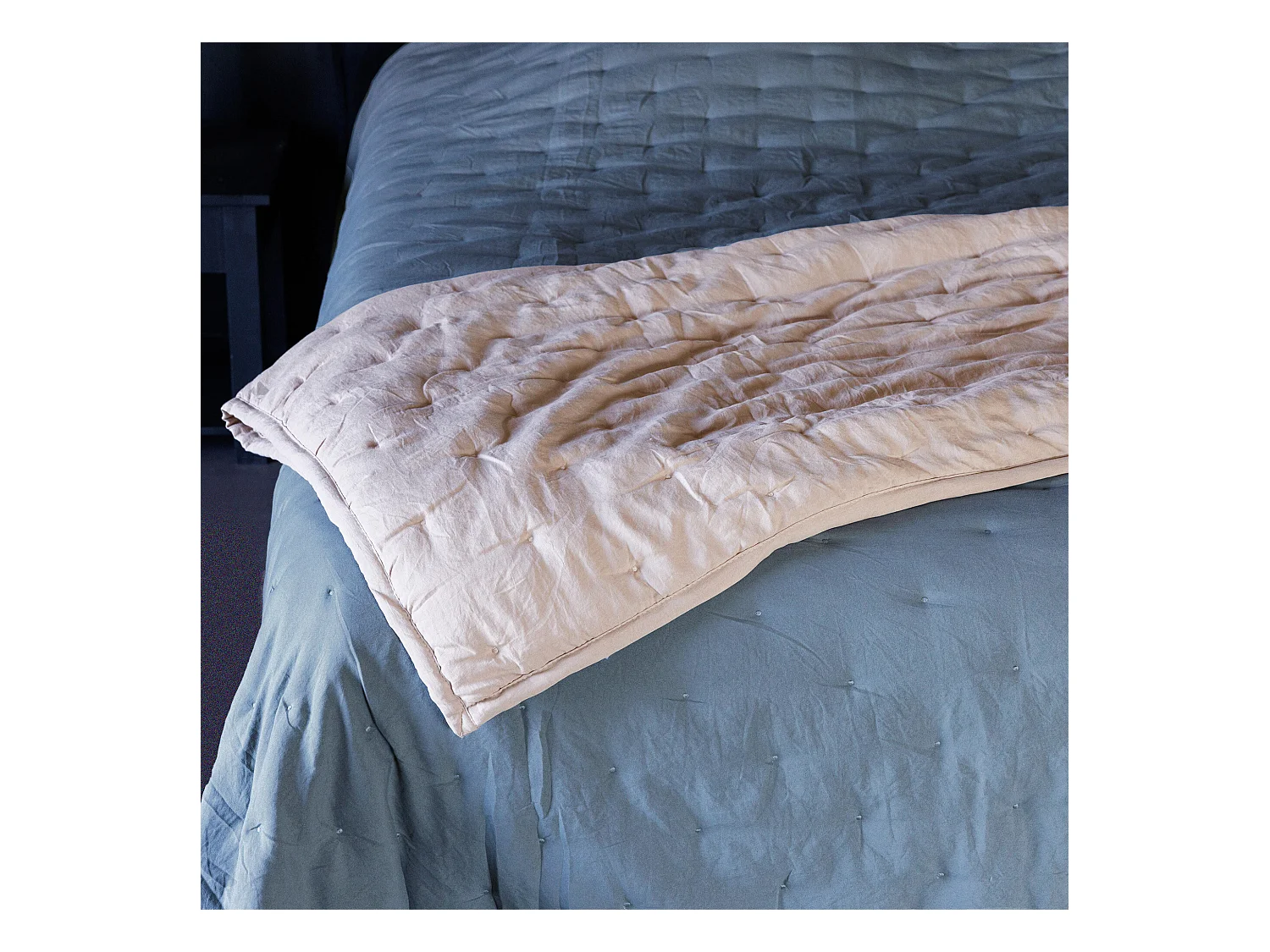 Plaid 150x200 cm CELESTE microfibre points brodés bleu Métal