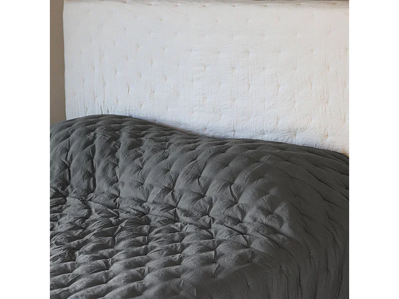 Plaid 150x200 cm CELESTE microfibre points brodés gris Anthracite