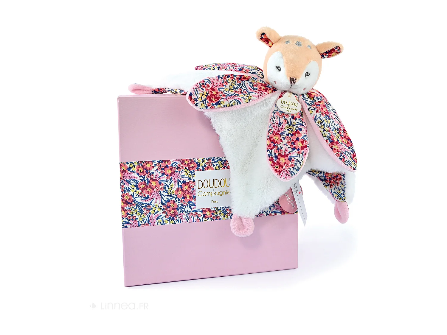 Duo plaid + doudou pétale polyester DUO BOH'AIME faon rose 2 pièces