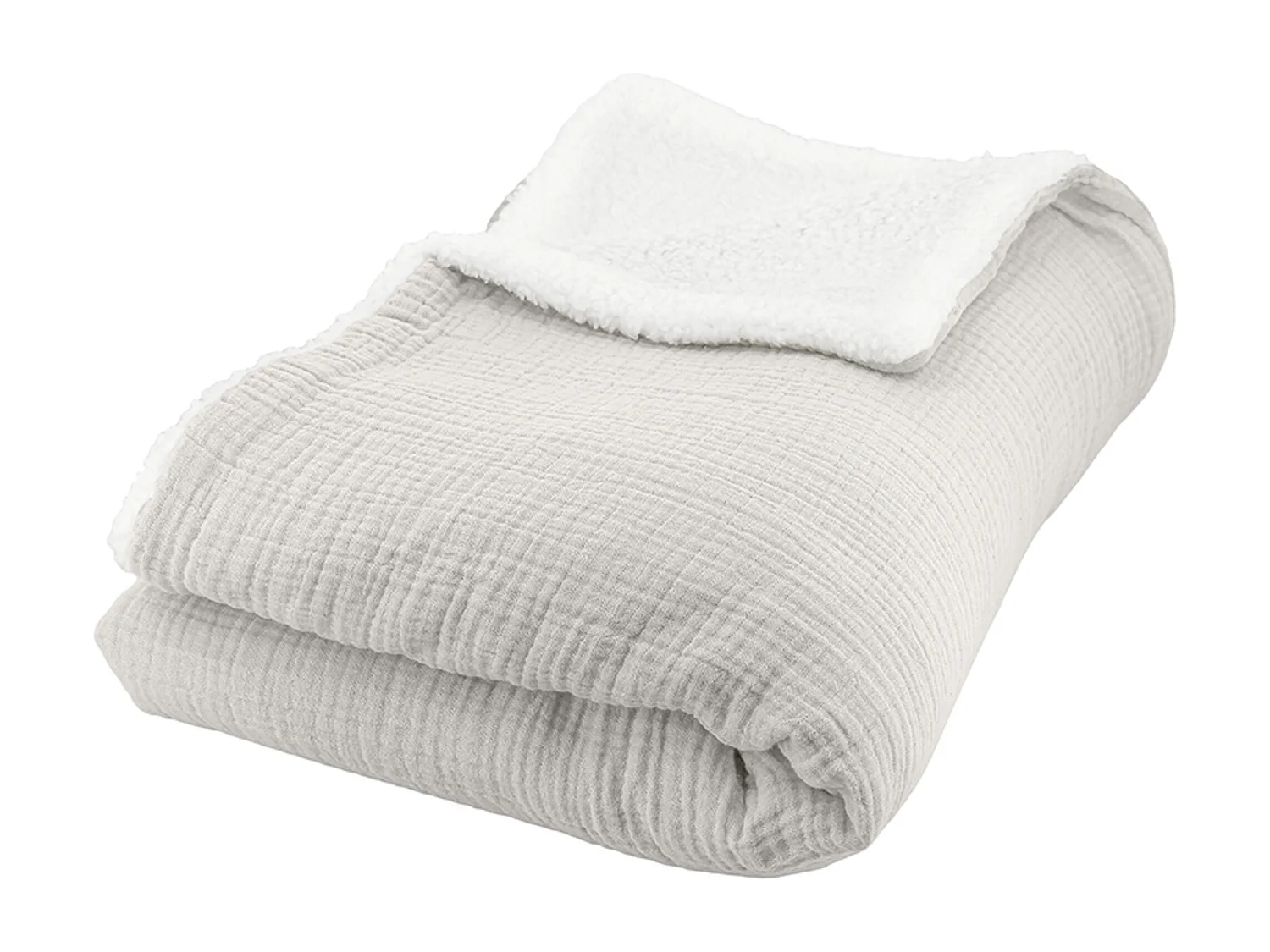 Plaid 130x170 cm double gaze de coton GAZE & SHERPA gris