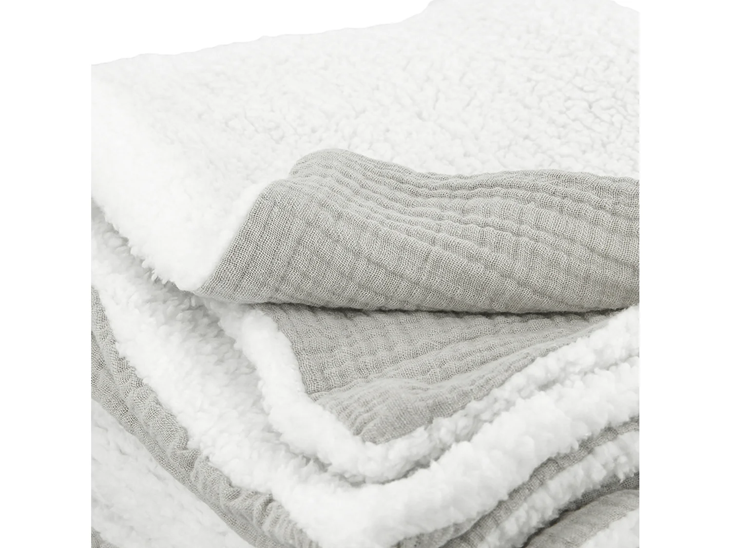 Plaid 130x170 cm double gaze de coton GAZE & SHERPA gris
