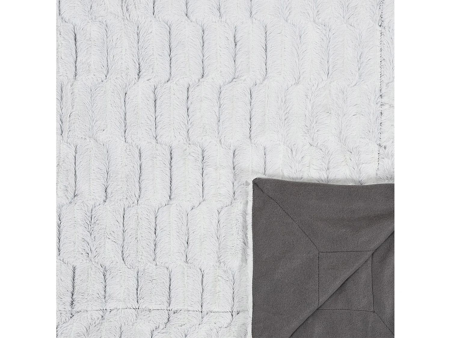 Plaid fausse fourrure collection LAURE 140x200 cm coloris gris clair