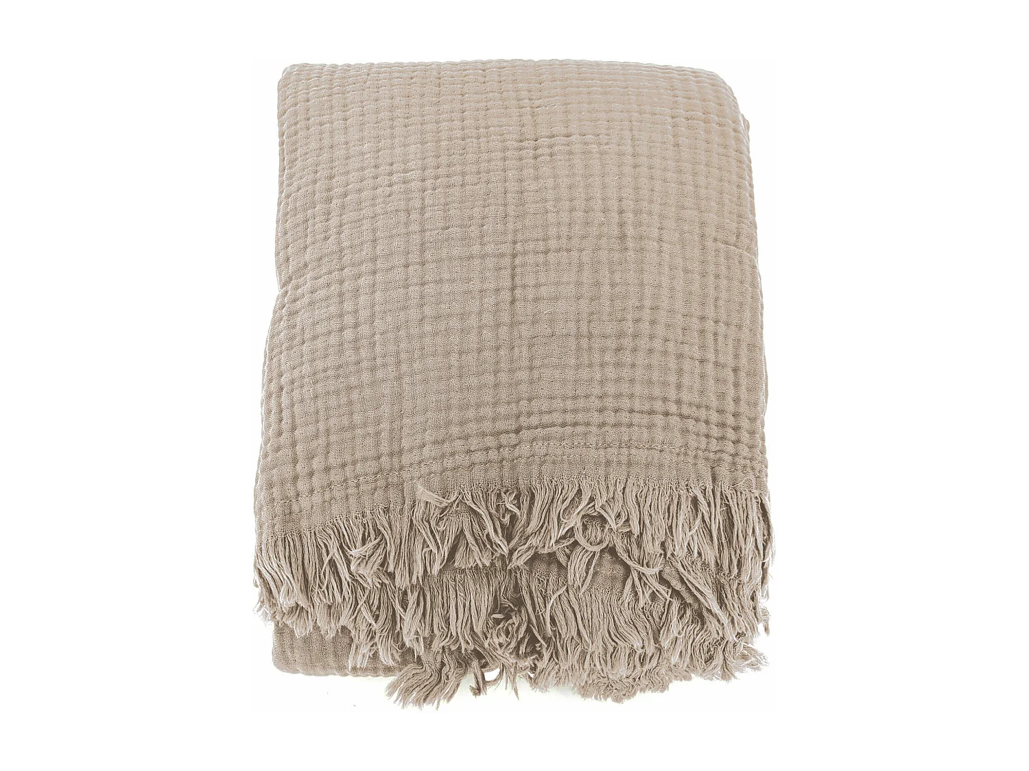 Plaid 180x240 cm en mousseline de coton collection PAROS beige chanvre