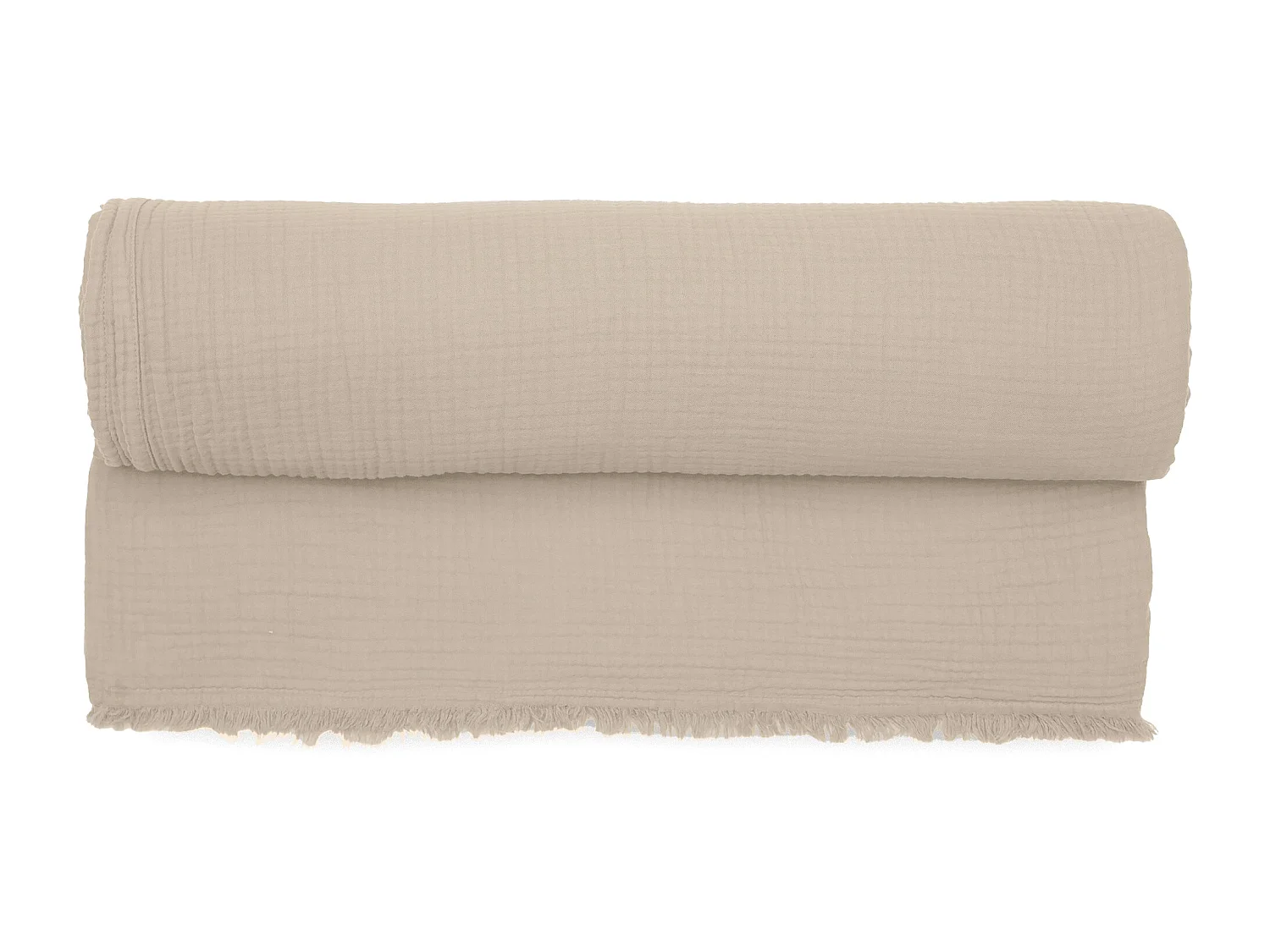 Plaid 180x240 cm en mousseline de coton collection PAROS beige chanvre