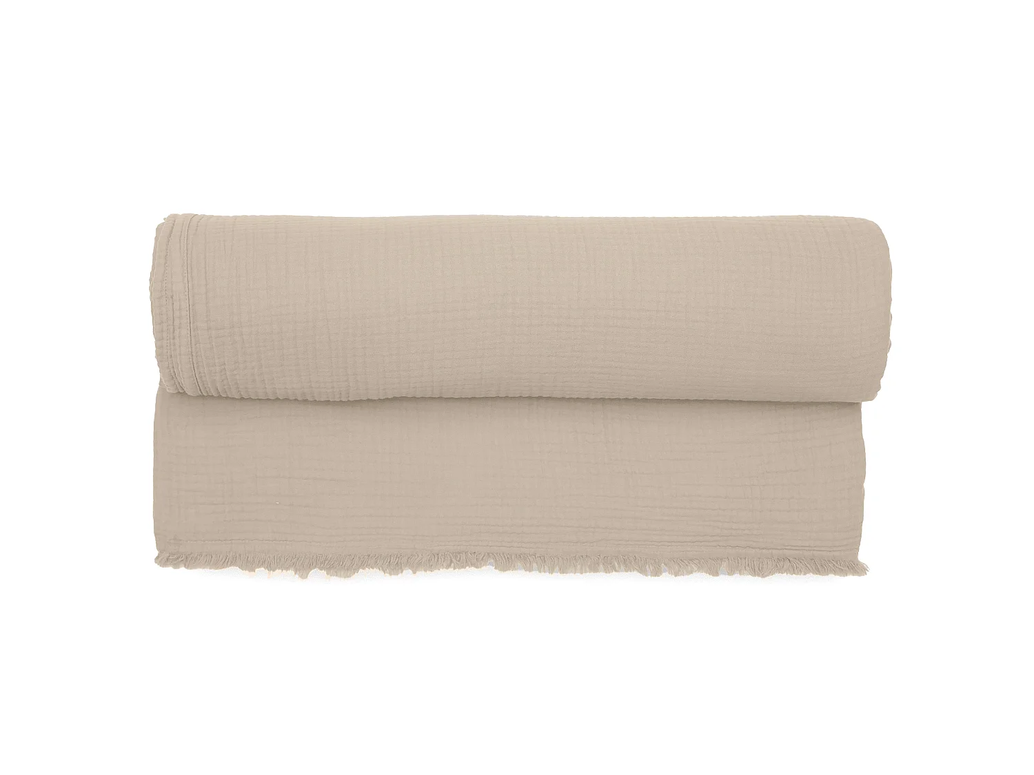 Plaid 180x240 cm en mousseline de coton collection PAROS beige chanvre