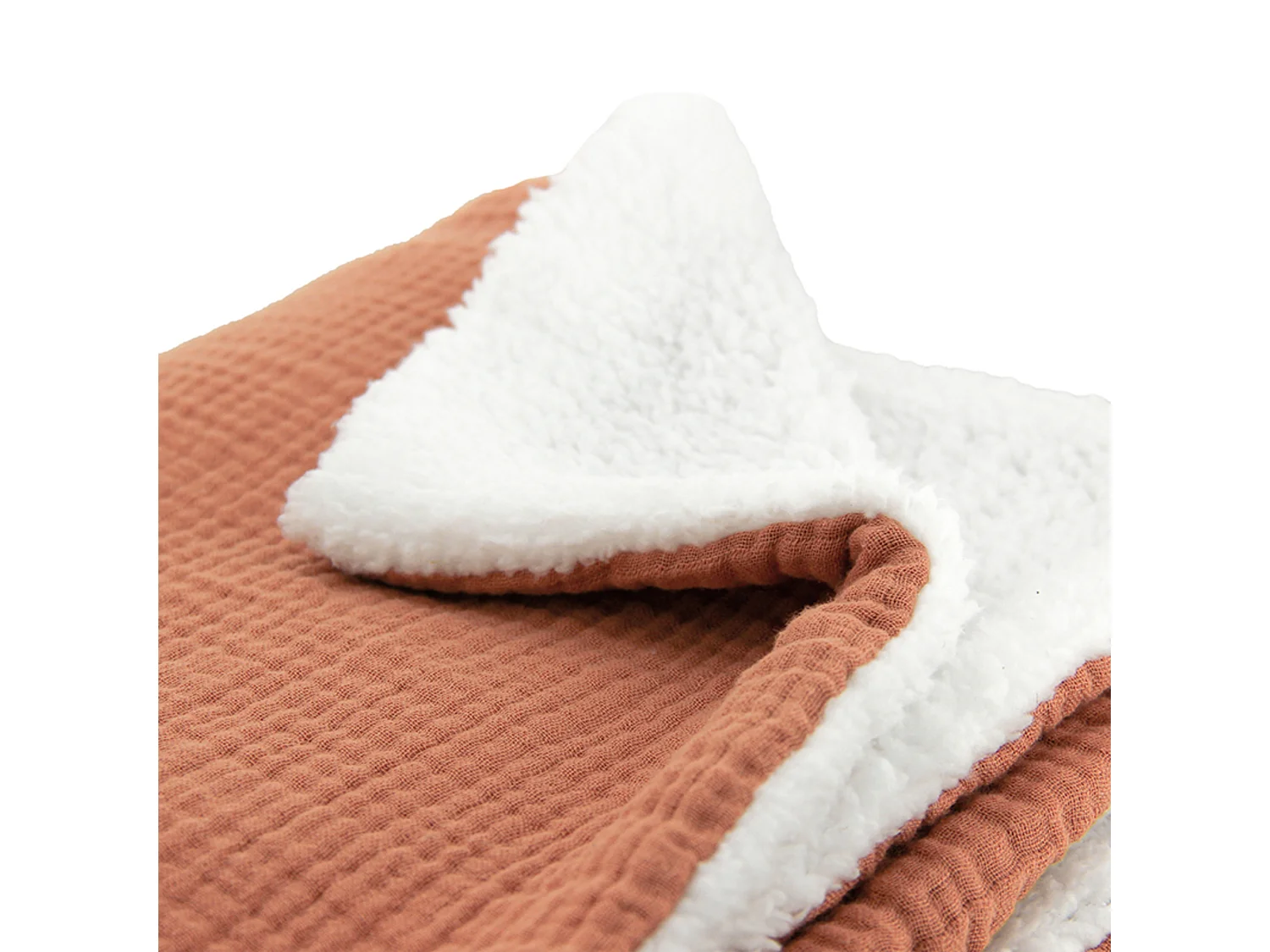 Plaid 130x170 cm double gaze de coton GAZE & SHERPA marron caramel