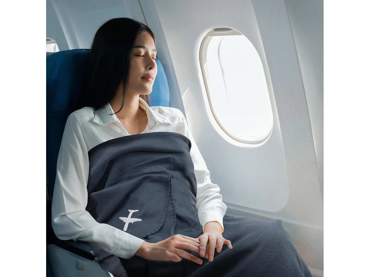 Plaid de voyage collection AVION 120x150 cm coloris gris