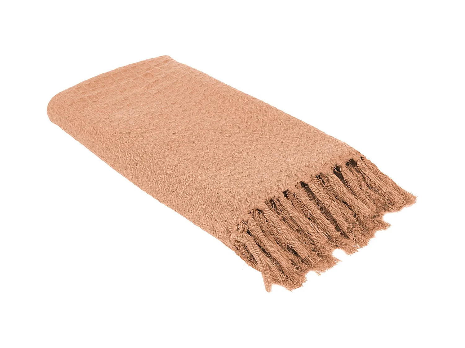 Jeté de canapé à franges gaufré 120x150 cm collection LAURY orange ocre