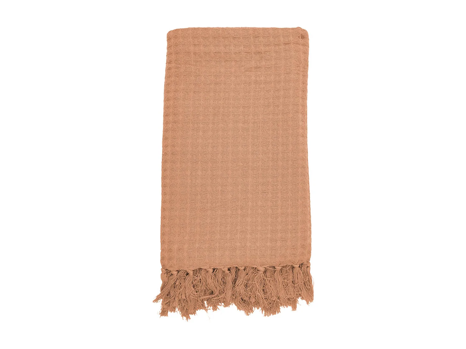 Jeté de canapé à franges gaufré 120x150 cm collection LAURY orange ocre