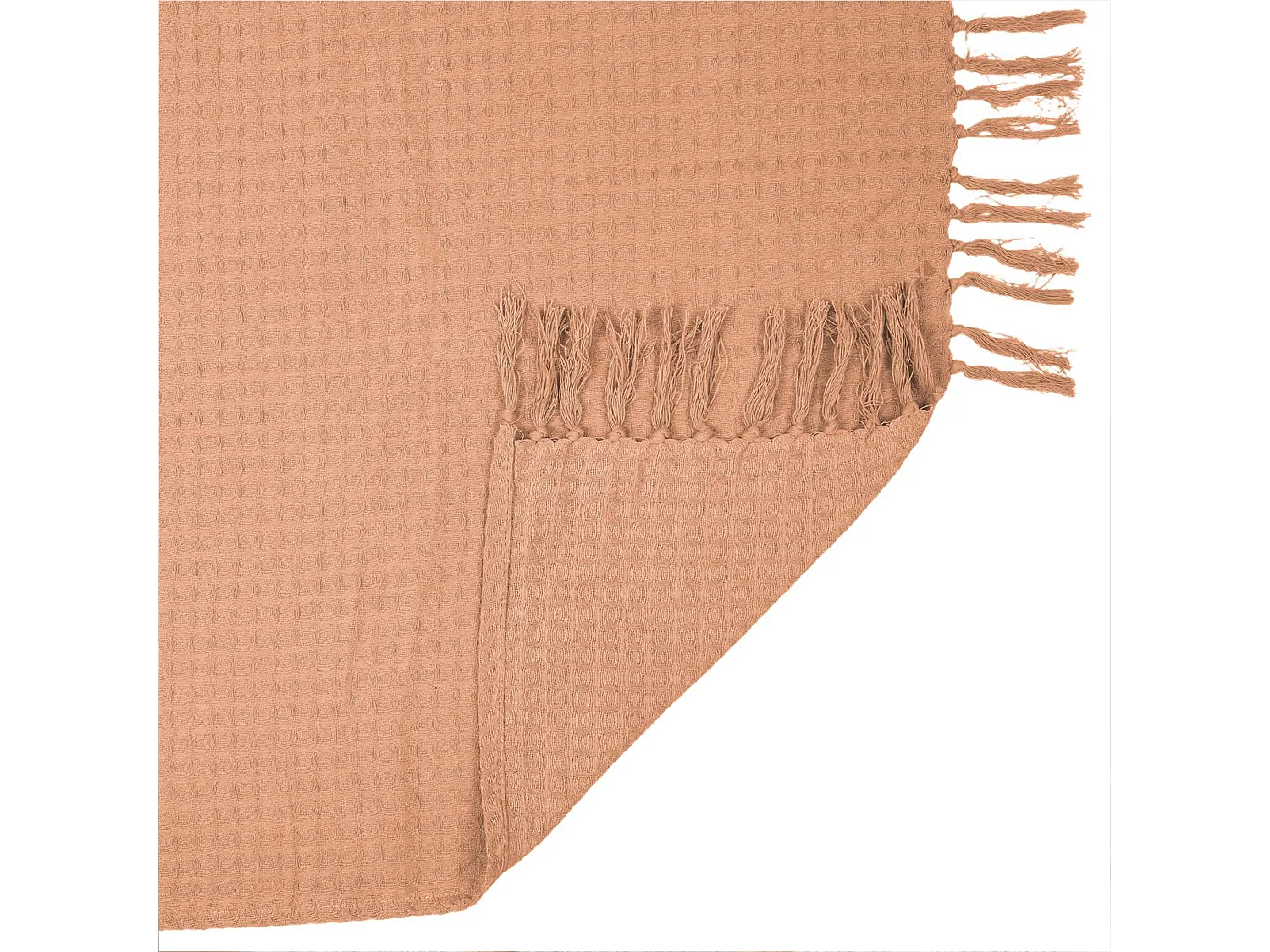 Jeté de canapé à franges gaufré 120x150 cm collection LAURY orange ocre