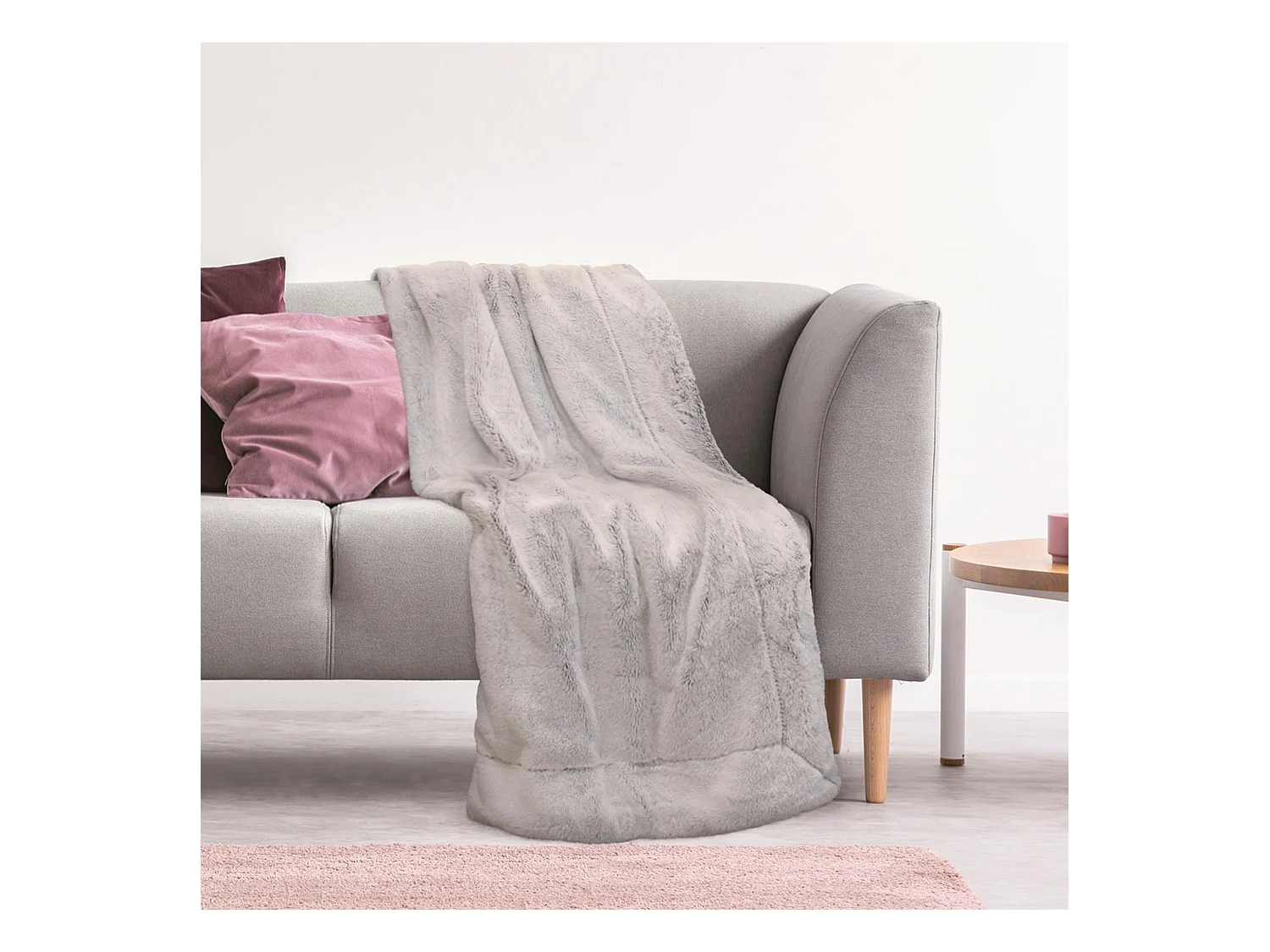 Plaid fausse fourrure collection CARLA 140x200 cm coloris gris