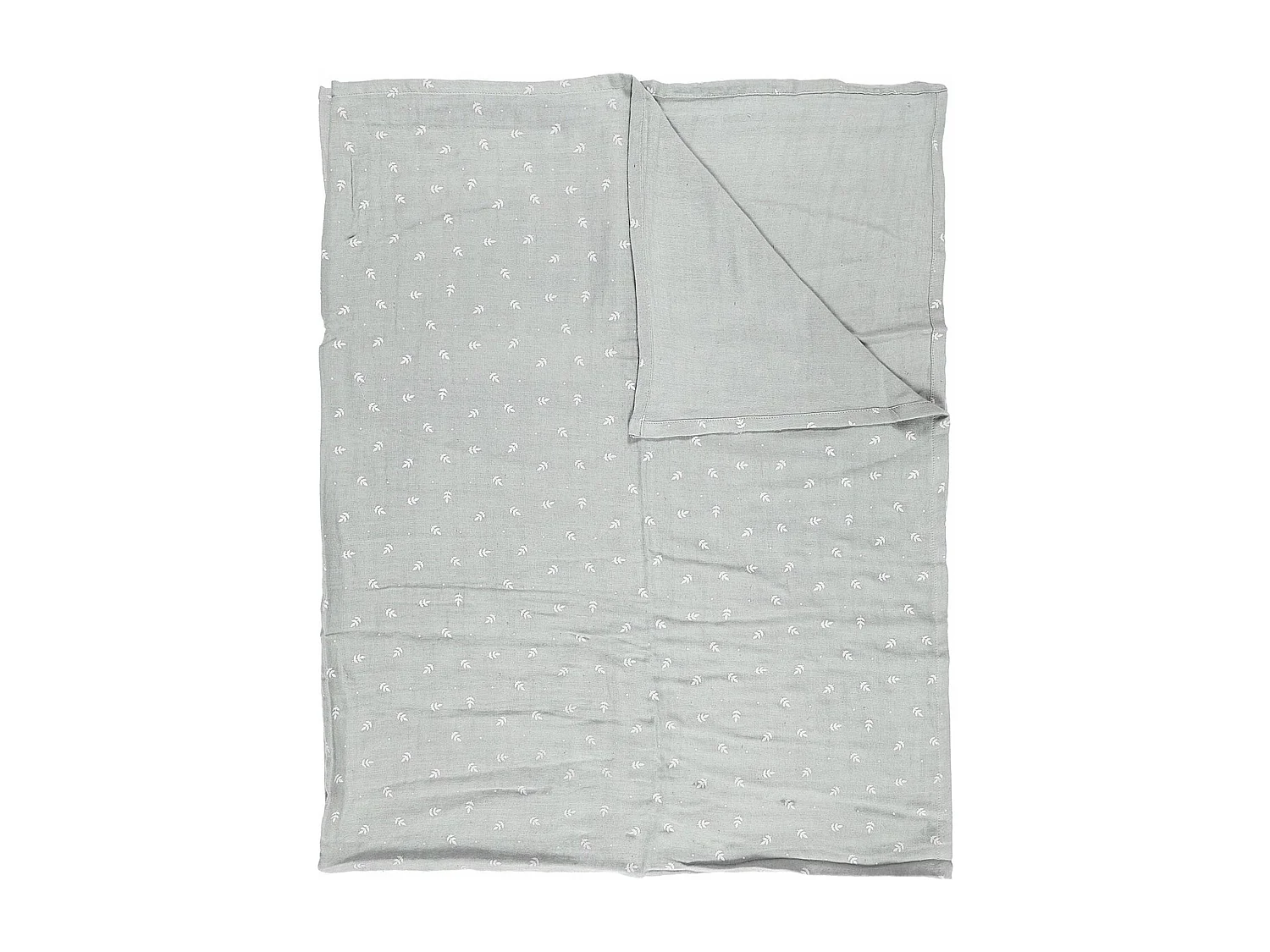 Plaid 120x150 cm LUCIE gaze de coton motif feuilles gris