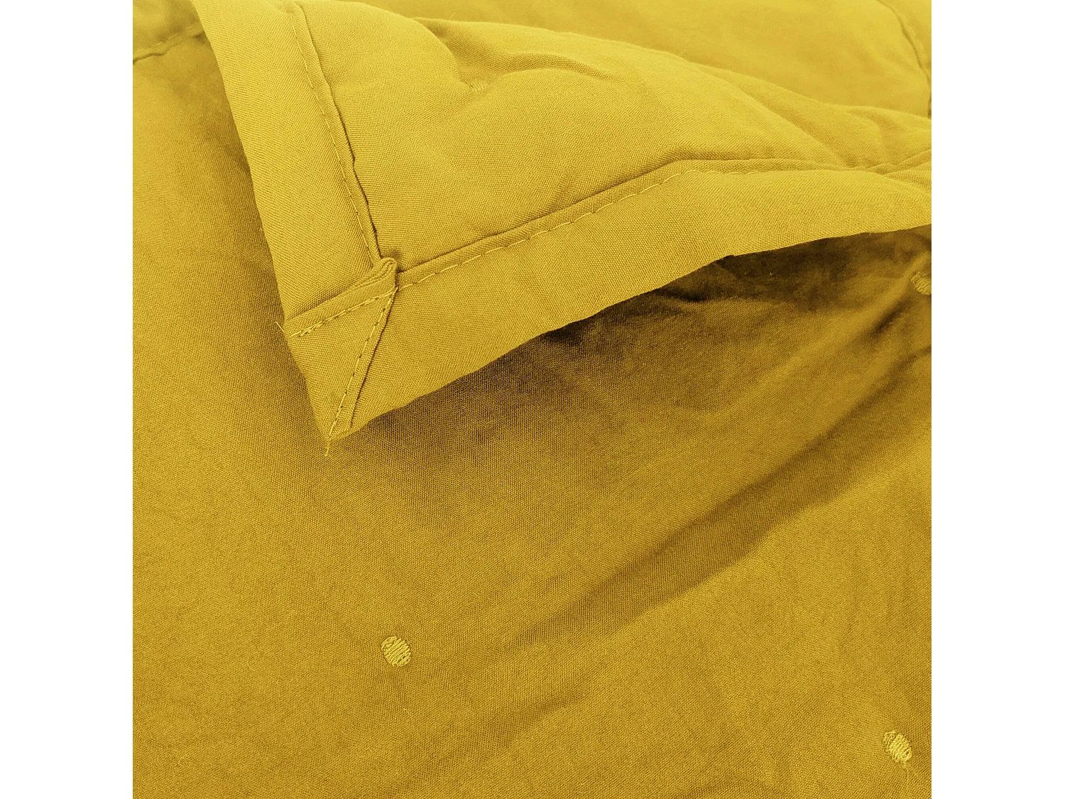 Plaid 150x200 cm CELESTE microfibre points brodés jaune Gold