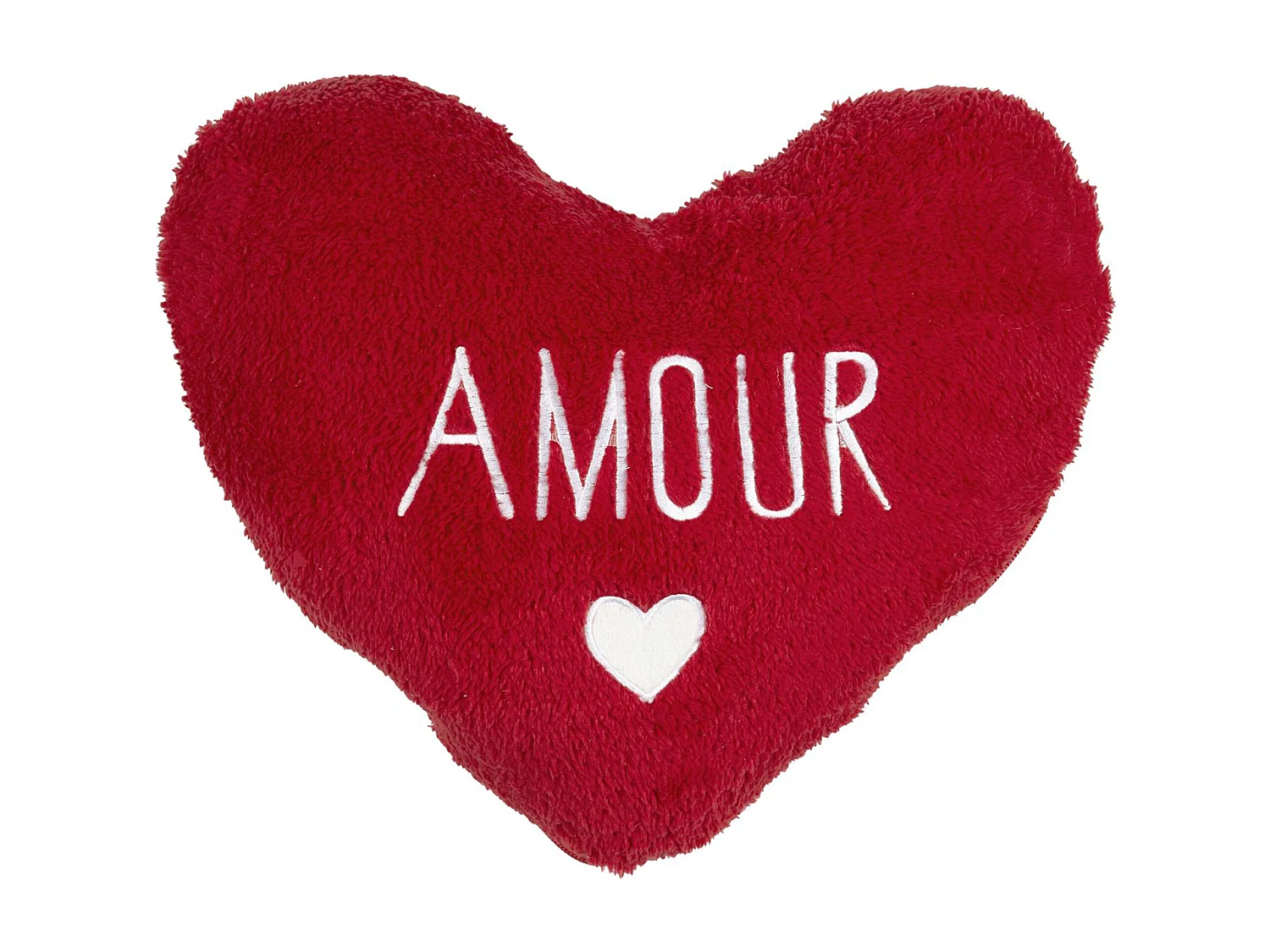 Coussin et plaid 120x150 cm polyester forme de coeur AMOUR TOUJOURS rouge