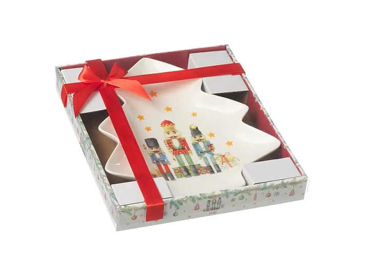 Plato en forma de árbol de cerámica blanca 25.5x21.2x2.8 cm