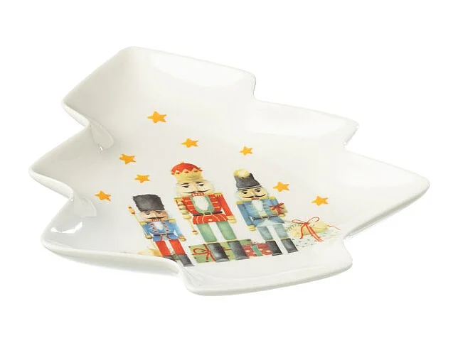 Plato en forma de árbol de cerámica blanca 25.5x21.2x2.8 cm