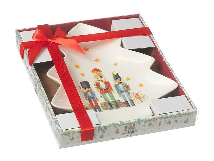 Plato en forma de árbol de cerámica blanca 25.5x21.2x2.8 cm