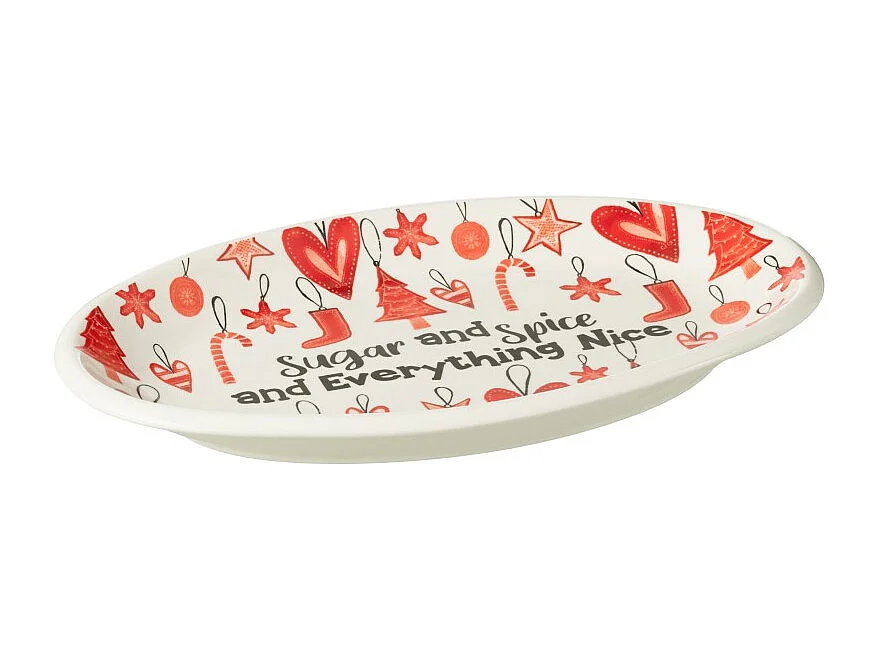 Plato ovalado de cerámica roja 55,5x4,8x31,5 cm