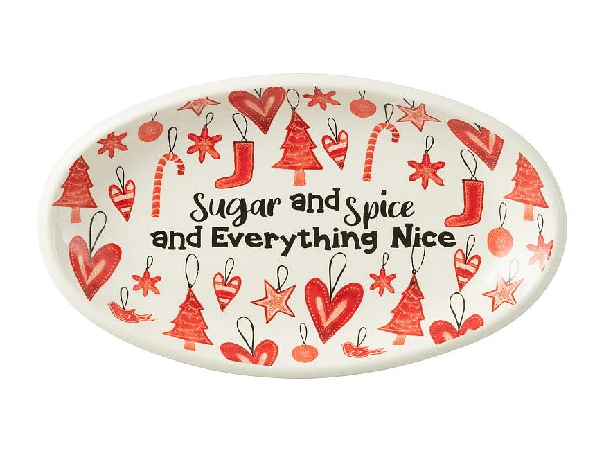 Plato ovalado de cerámica roja 55,5x4,8x31,5 cm