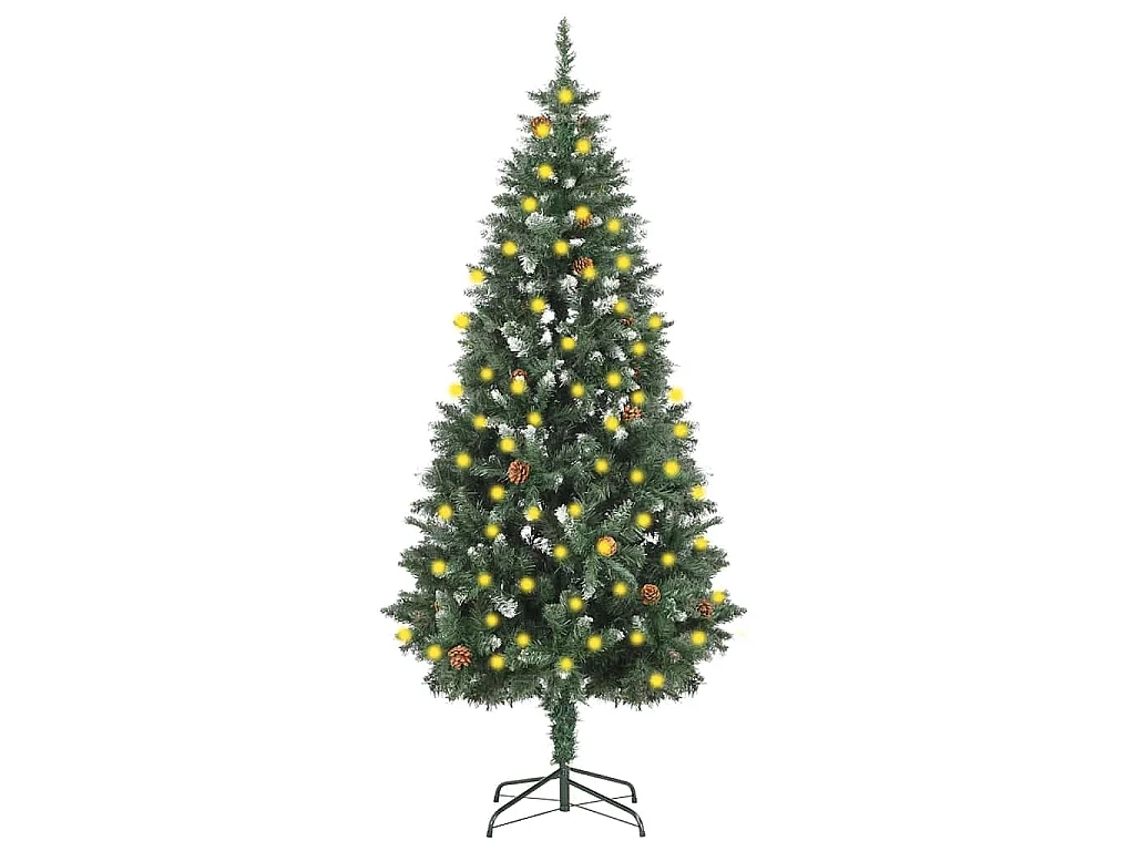 Weihnachtsbaum Gefrostet mit Beleuchtung & Zapfen 180 cm