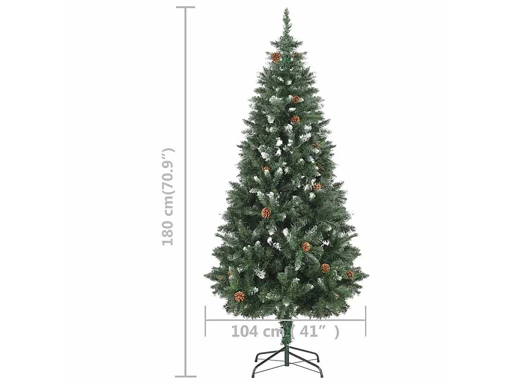 Weihnachtsbaum Gefrostet mit Beleuchtung & Zapfen 180 cm
