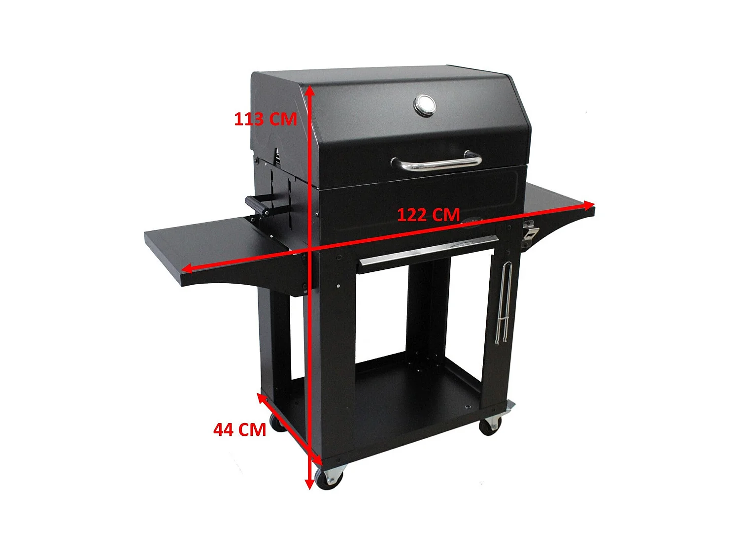 Barbecue au charbon de bois MICONOS IMOR - Couvercle, grille et plancha - Fumoir - Foyer réglable en hauteur