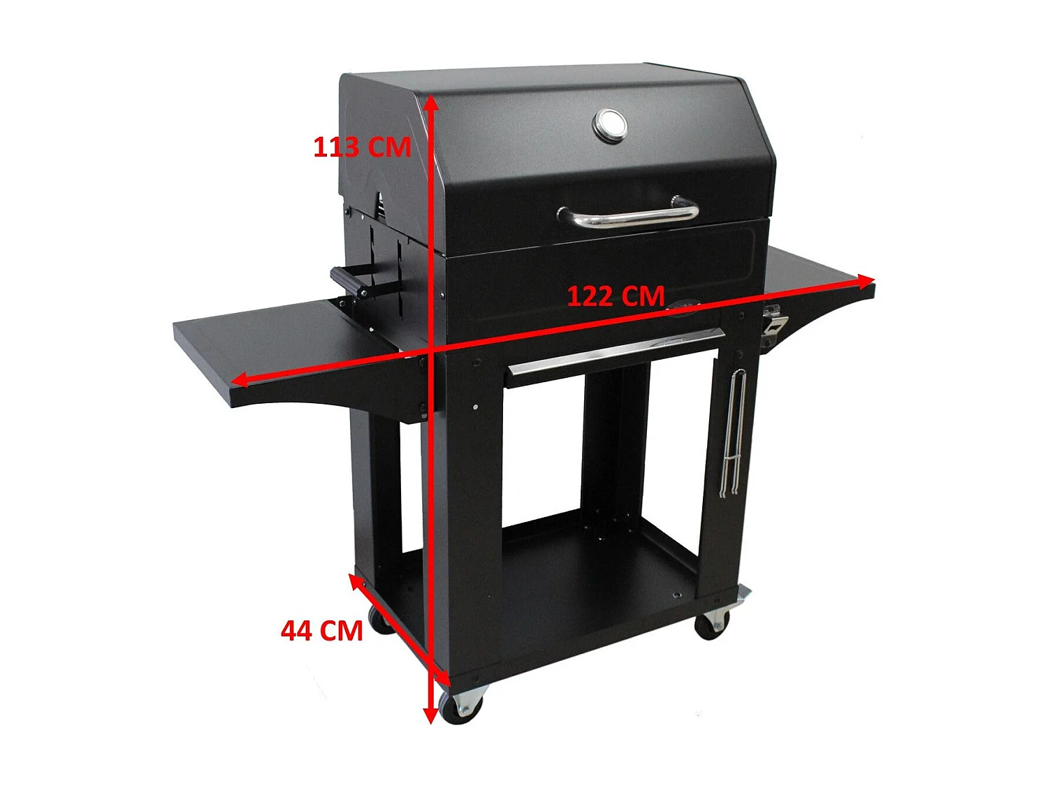 Barbecue au charbon de bois MICONOS IMOR - Couvercle, grille et plancha - Fumoir - Foyer réglable en hauteur