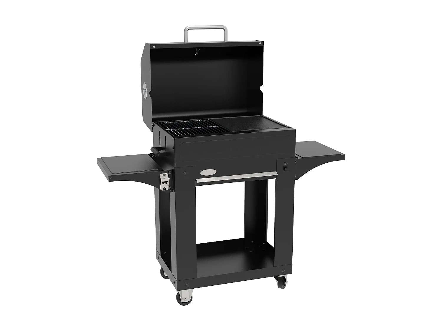 Barbecue au charbon de bois MICONOS IMOR - Couvercle, grille et plancha - Fumoir - Foyer réglable en hauteur